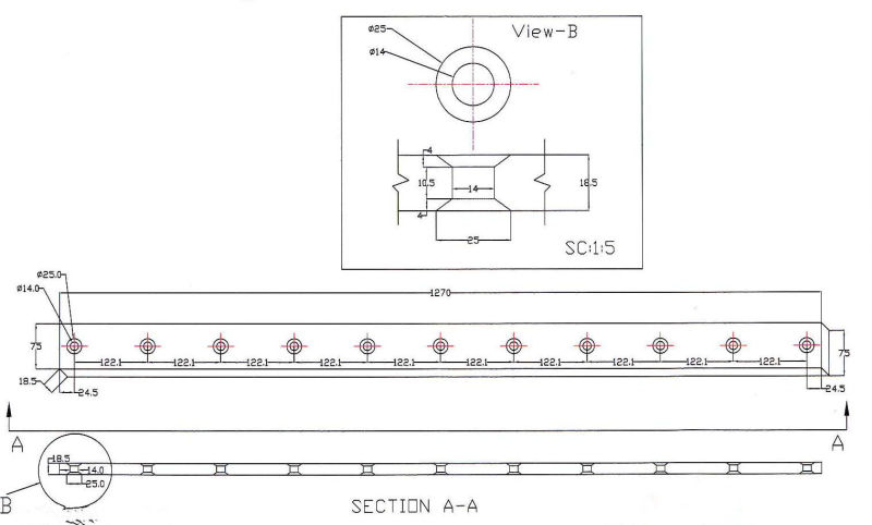 شفرة القطع لقطع الصفائح المعدنية (L = 1270mm)