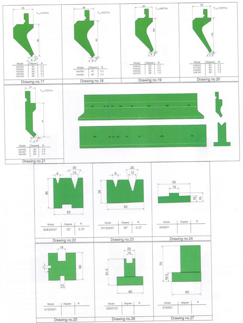Punch and Die for Press Brake (300--2500kN)